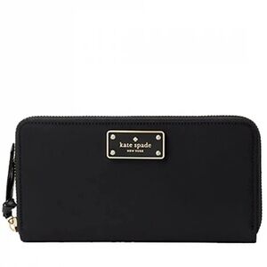 Kate Spade Wilson Road Neda large zip-around wallet in black nylon